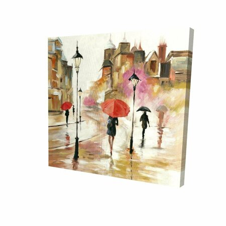 FONDO 16 x 16 in. Passersby Under Their Umbrellas-Print on Canvas FO2786413